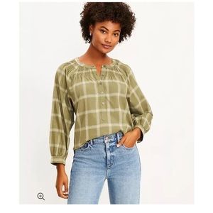 Olive Plaid Loft blouse
